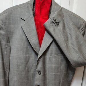 Earvin Magic Johnson Made In Italy 2 Piece Suit Mens 42L 34x32 Gray Check Wool
